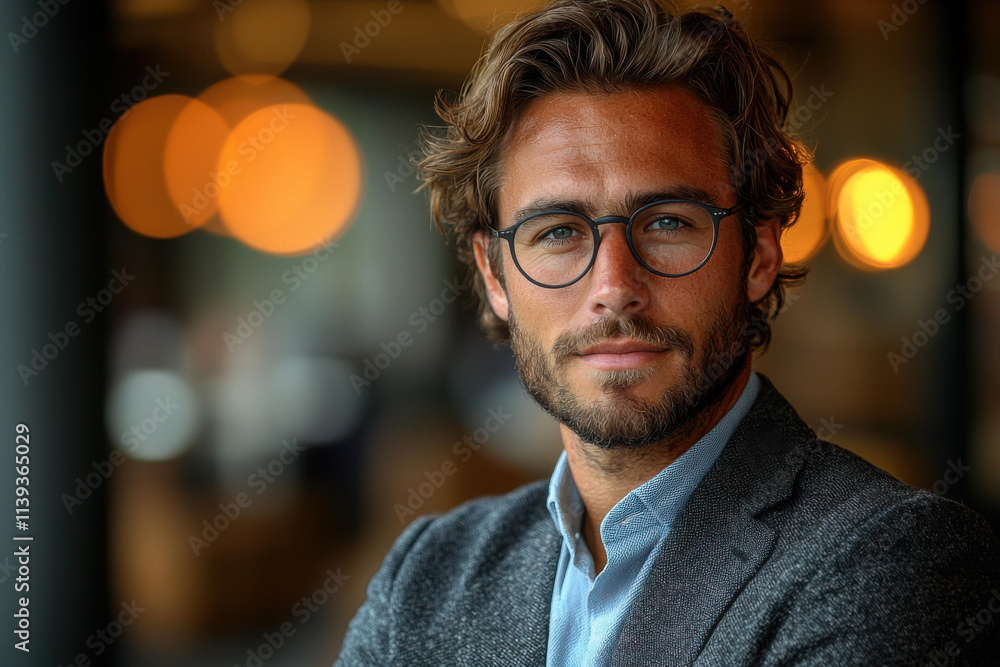 confident young entrepreneur with stylish glasses and professional look confident young entrepreneur with stylish glasses and professional look
