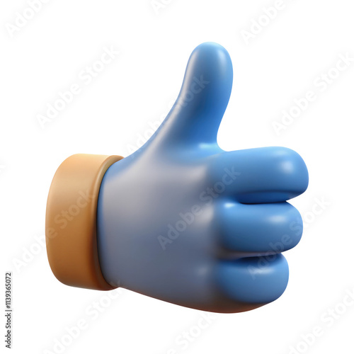 hand with thumb up 3d render icon in cartoon plastic style minimal isolated on transparent white background, clipping path photo