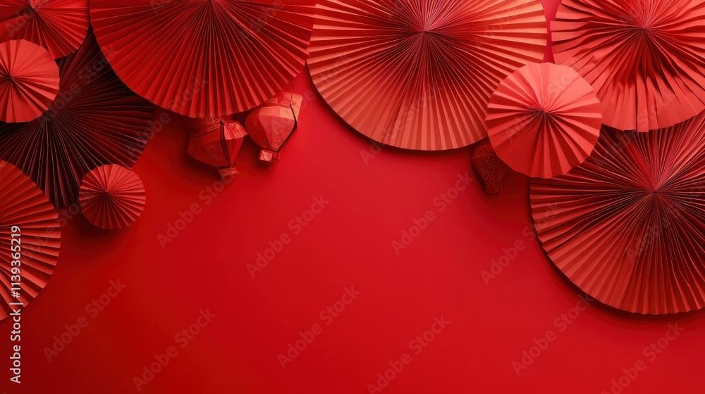 Obraz premium Chinese new year 2025 concept,Red snake flat lay top view, Happy Chinese new year with Red envelope and gold ingot,blessing, wealth on red background with copy space for your text.