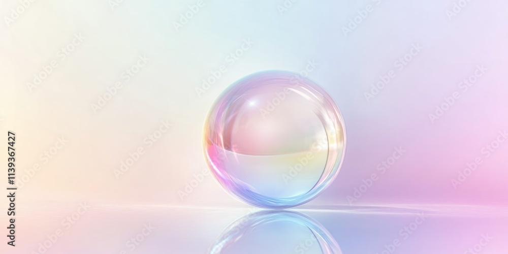 Iridescent sphere on pastel background. Dreamy, colorful, and abstract. Iridescent sphere on pastel background. Dreamy, colorful, and abstract.
