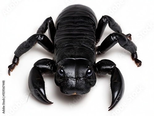 A black scorpion on a white background photo