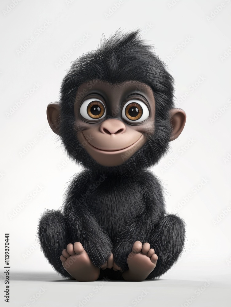 Obraz premium Cute chimpanzee on simple background