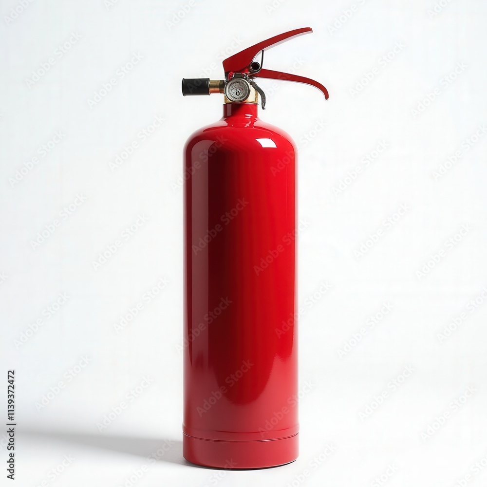 Red Fire Extinguisher on White Background