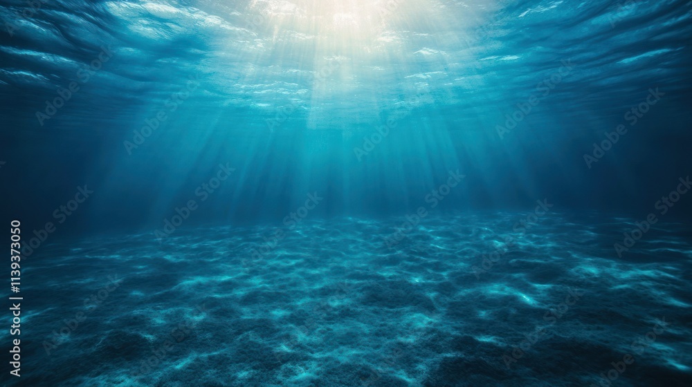 Underwater Sunlight Beams Casting Shadows on Ocean Floor Underwater Sunlight Beams Casting Shadows on Ocean Floor