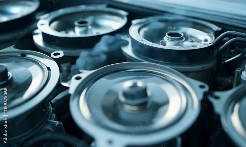 Close-up of an engine's mechanical components and parts. Close-up of an engine's mechanical components and parts.
