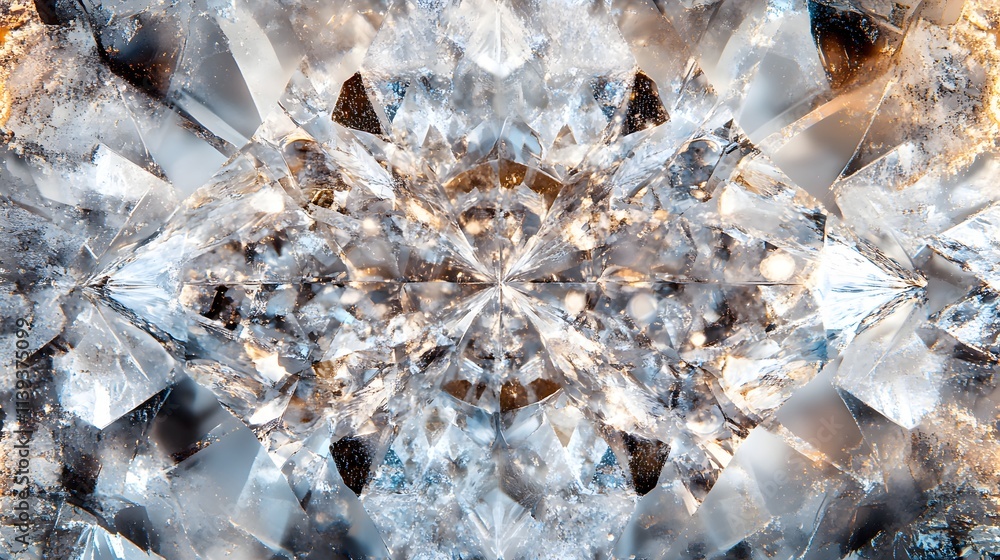 Intricate Crystal Structure Showing Internal Facets and Light Intricate Crystal Structure Showing Internal Facets and Light