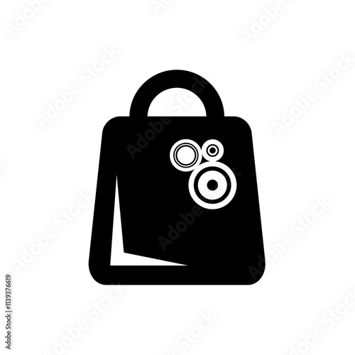 The shopping bag icon is black, with an elegant design, and is suitable as an additional element in your design.