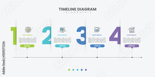 infographic 4 Step timeline journey, calendar Flat simple infographics design template. presentation graph. Business concept with 4 options