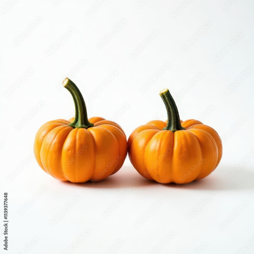 Obraz premium Two Small Pumpkins on White Background 