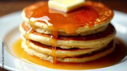 pancakes with butter and syrup