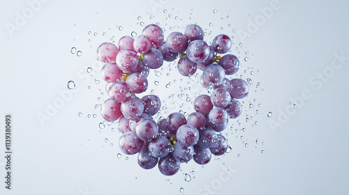 Red Grapes in Water Splash:...