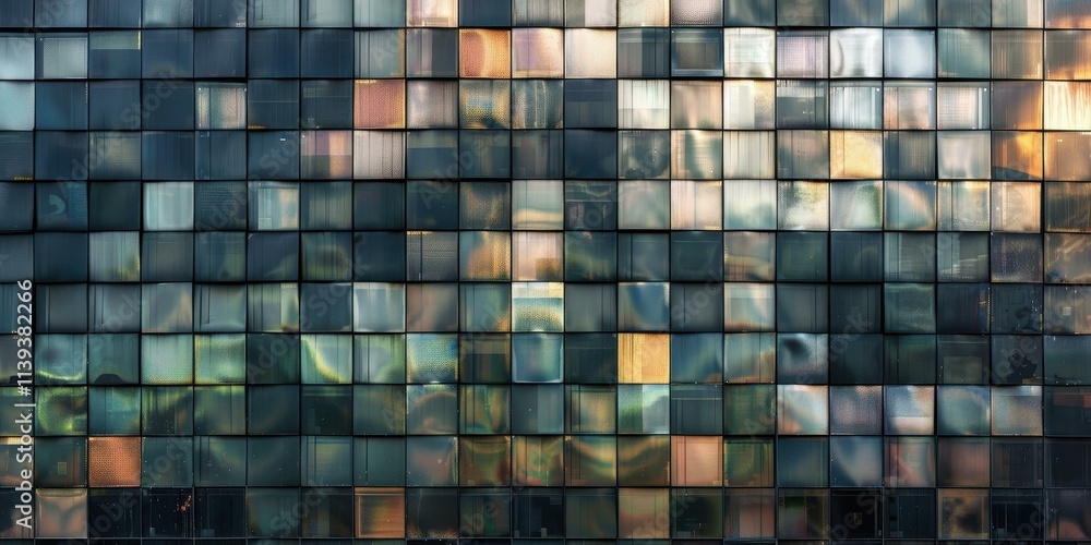 Fototapeta premium Abstract Cityscape: Geometric Glass Facade of a Modern Building
