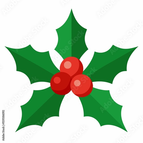christmas holly with red ribbon