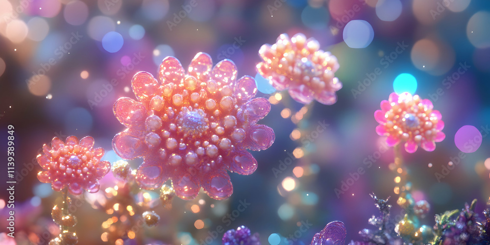 Enchanted Luminescent Blooms, Glimmering Petals Dance in a Dreamlike Setting, Illuminated by Soft, Ethereal Light. Enchanted Luminescent Blooms, Glimmering Petals Dance in a Dreamlike Setting, Illuminated by Soft, Ethereal Light.