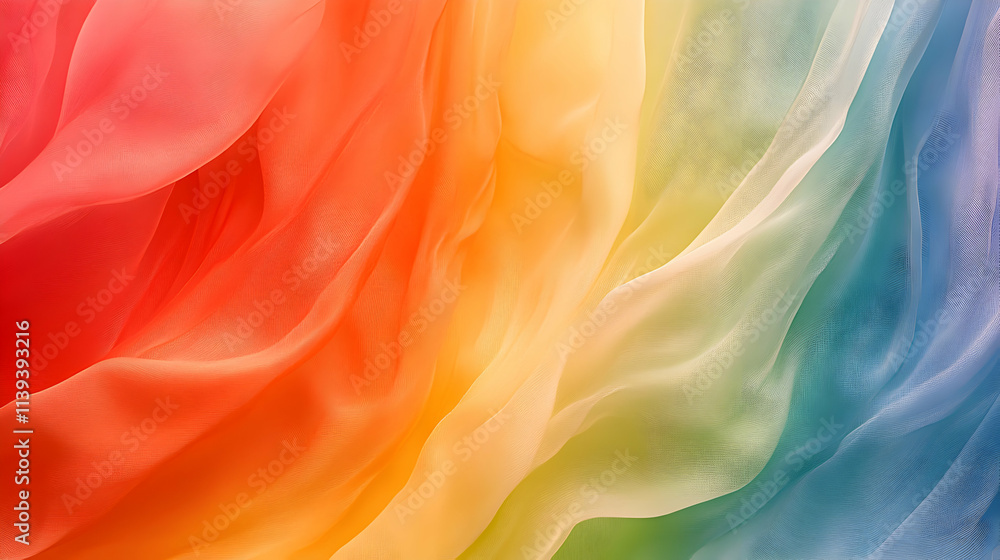 Fototapeta premium Rainbow Hues, Abstract Colorful Fabric Drape, Soft, Smooth Gradient Texture Background Image