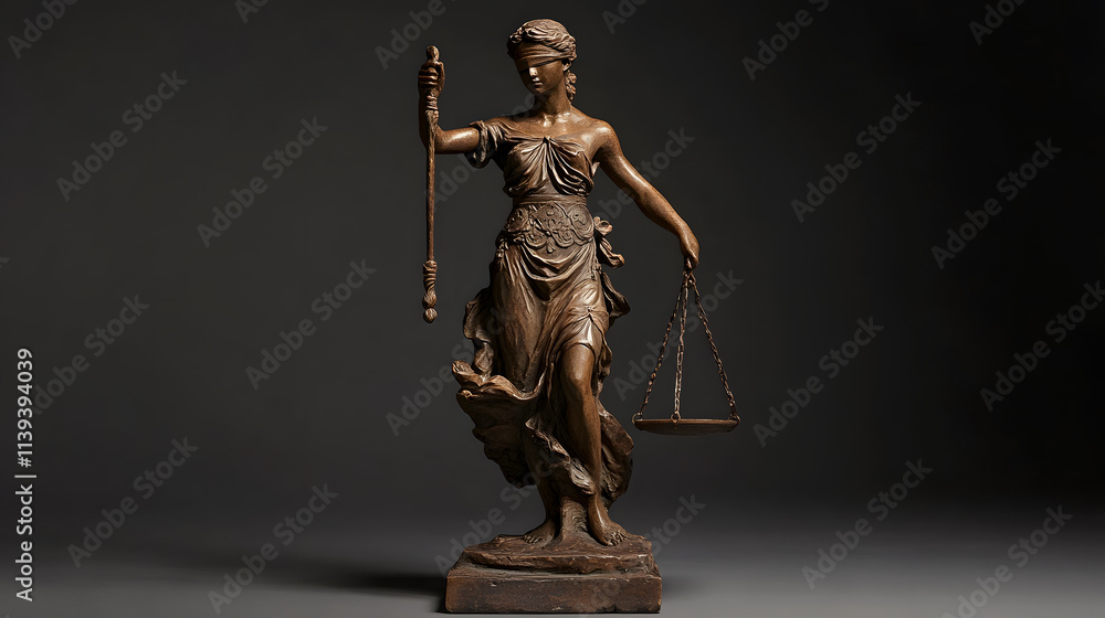 A representation of Justice, symbolized by a figurine. A representation of Justice, symbolized by a figurine.