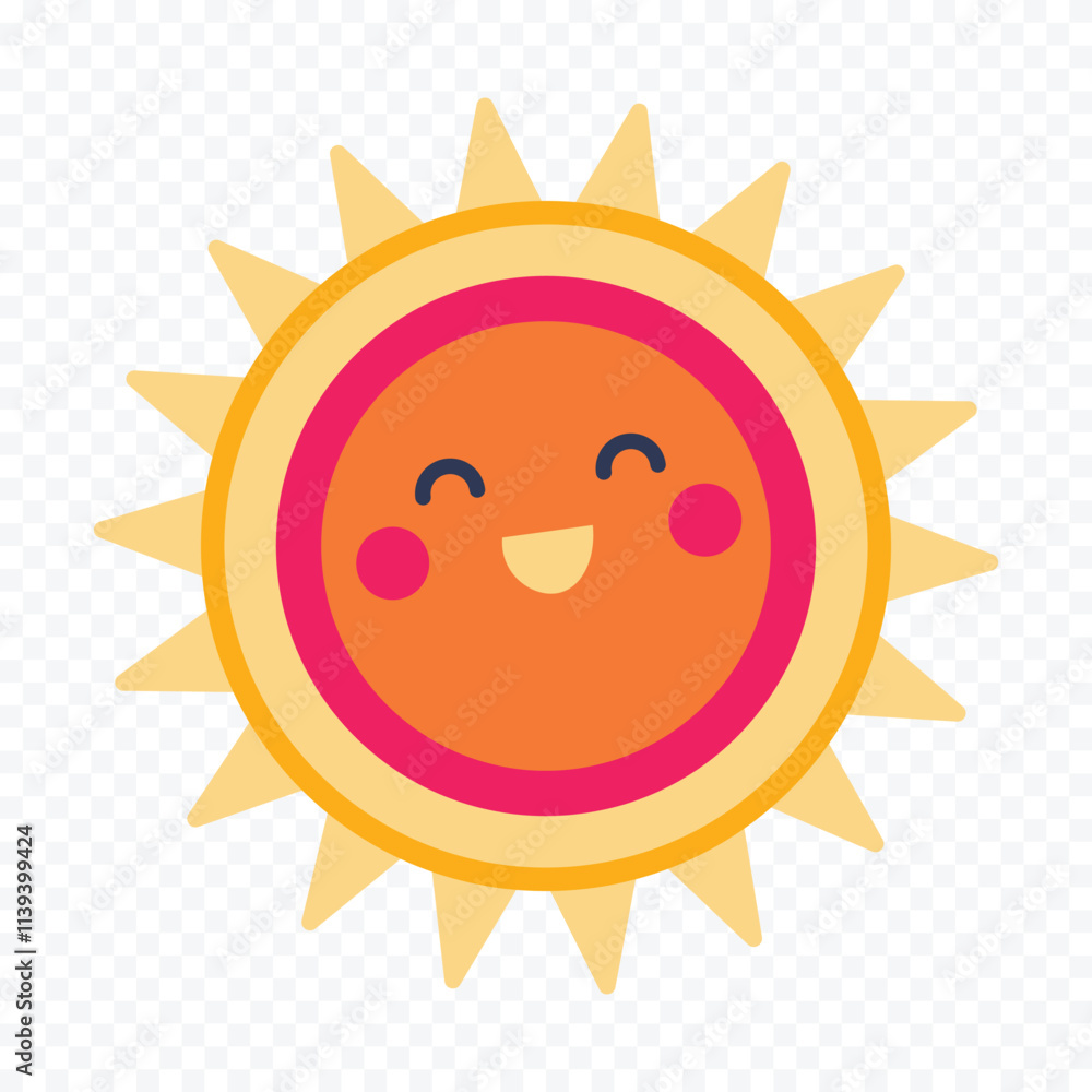 Obraz premium Hand draw cute sun illustration on white background