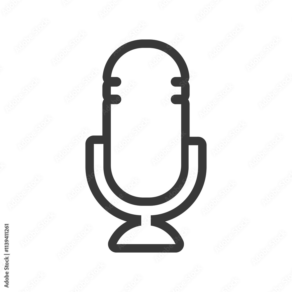 Microphone line black icon. Flat vector illustration isolated on white background. Microphone line black icon. Flat vector illustration isolated on white background.