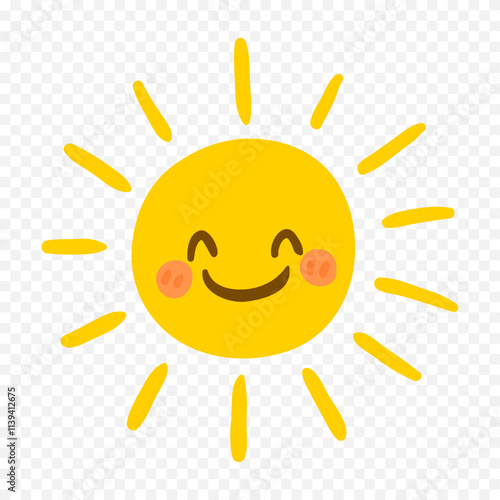Hand draw cute sun illustration on white background