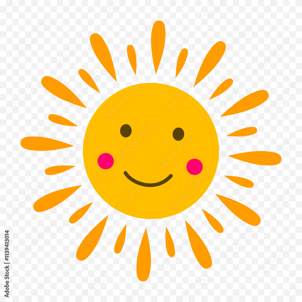 Hand draw cute sun illustration on white background Hand draw cute sun illustration on white background