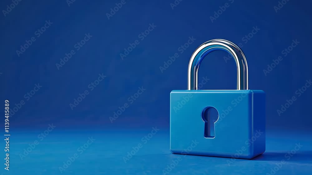 Blue Padlock Symbolizing Security and Safety in Blue World Blue Padlock Symbolizing Security and Safety in Blue World
