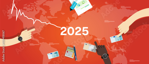 Economic financial downturn in 2025 chart down forecast crisis market crash prediction