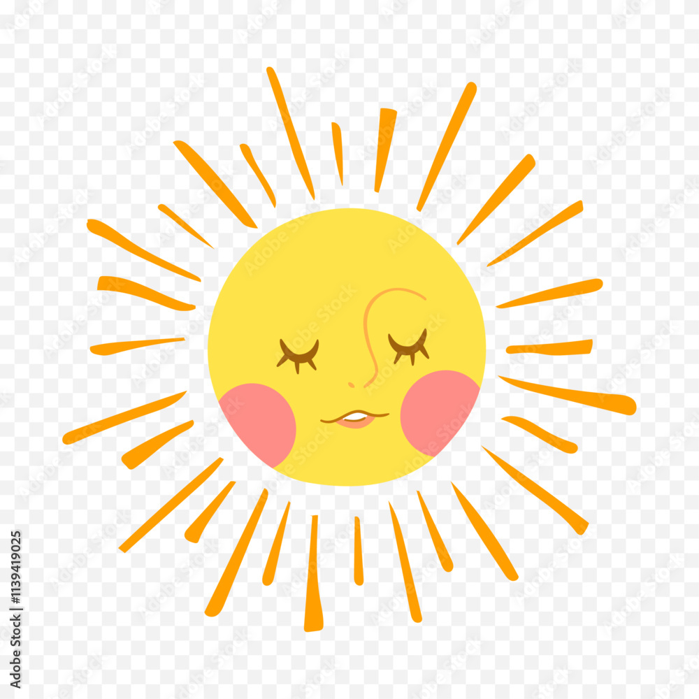 Hand draw cute sun illustration on white background Hand draw cute sun illustration on white background