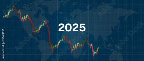 Economic downturn in 2025 chart down candle stick bearish stock crypto market prediction