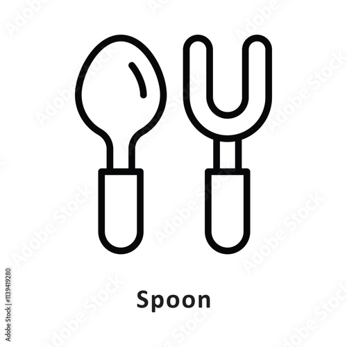 Spoon Vector Outline Icon. Eps 10 File 