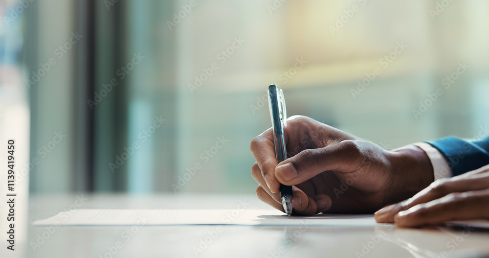 Business document, hands or writing on contract for signature agreement, application or policy information. Professional, person and legal paperwork for recruitment compliance or terms and conditions Business document, hands or writing on contract for signature agreement, application or policy information. Professional, person and legal paperwork for recruitment compliance or terms and conditions