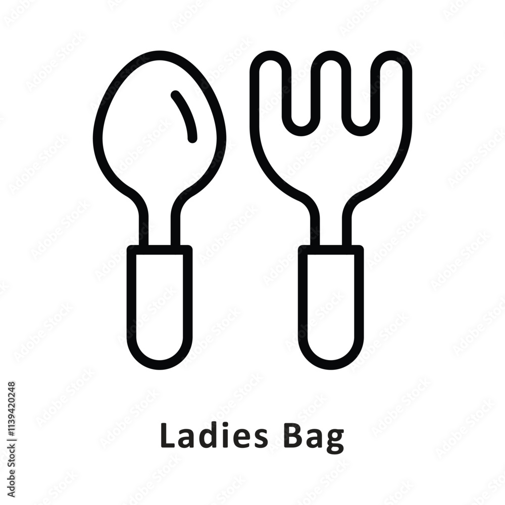 Fototapeta premium Fork & Knife Vector Outline Icon. Eps 10 File