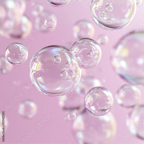 Wallpaper Mural Floating transparent bubbles on a soft pink background Torontodigital.ca
