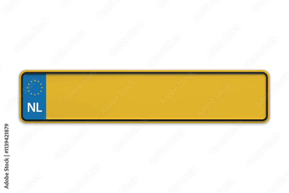 Car number plate of Netherlands. Vehicle registration license Car number plate of Netherlands. Vehicle registration license