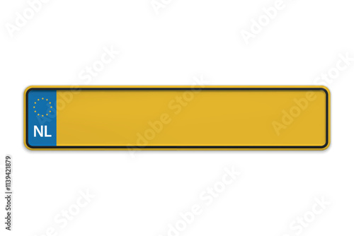 Car number plate of Netherlands. Vehicle registration license