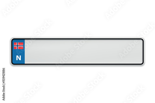 Car number plate of Norway. Vehicle registration license