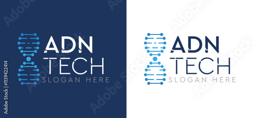 Logotipo moderno tecnología ADN  estructura exagonal