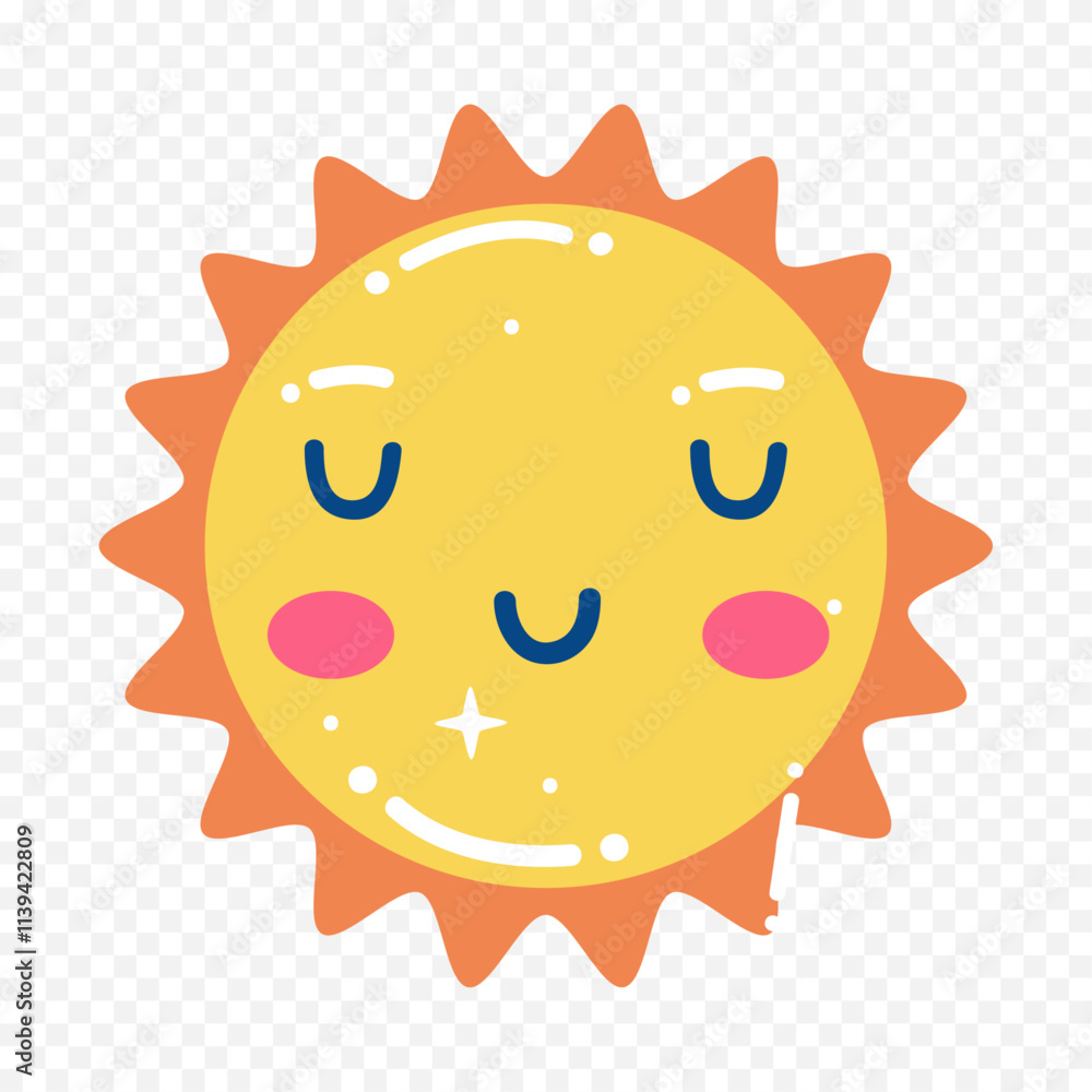 Obraz premium Hand draw cute sun illustration on white background