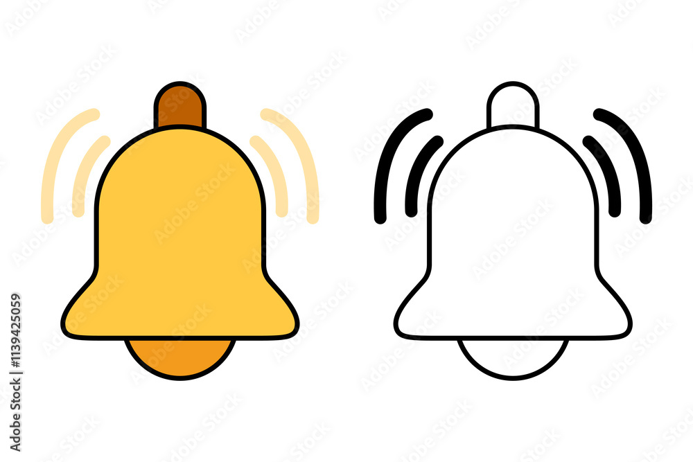 Single bell notification icon object cartoon, sticker flat vector Single bell notification icon object cartoon, sticker flat vector