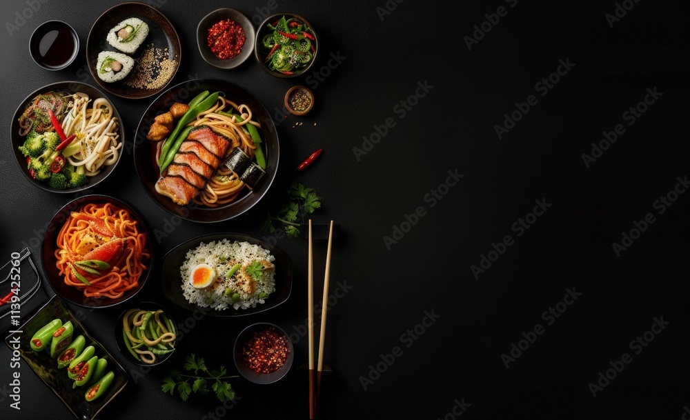 Fototapeta premium Asian Cuisine: A Culinary Feast