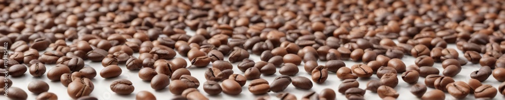 Aromatic coffee beans scattered on a white surface with varying shades of brown and light colors, coffee tints, coffee tones Aromatic coffee beans scattered on a white surface with varying shades of brown and light colors, coffee tints, coffee tones