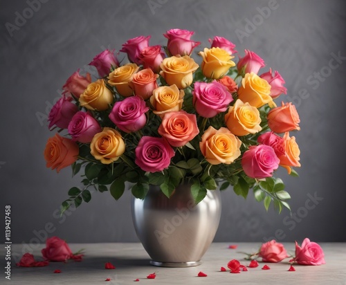 Wallpaper Mural Vibrant bouquet of roses arranged in a elegant vase, floral centerpiece, garden decoration Torontodigital.ca