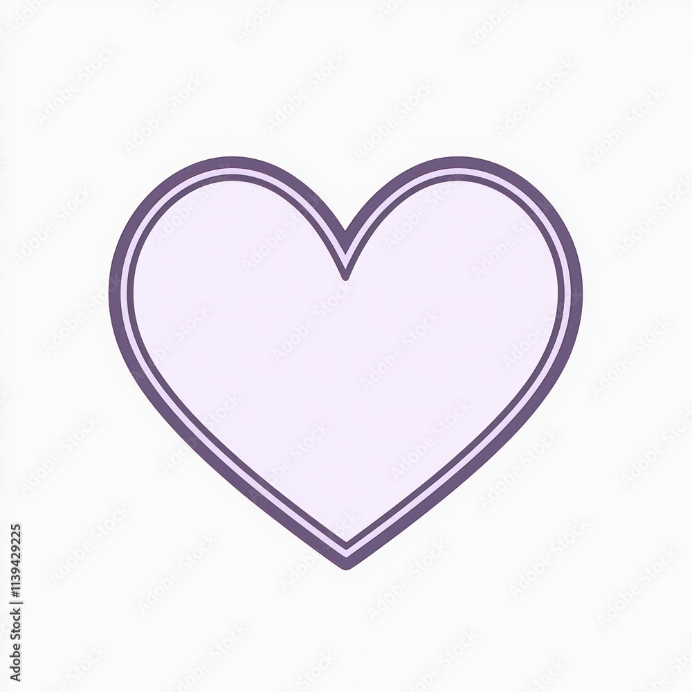 Soft lavender heart icon with clean, simple curves set on a bright white background. Soft lavender heart icon with clean, simple curves set on a bright white background.