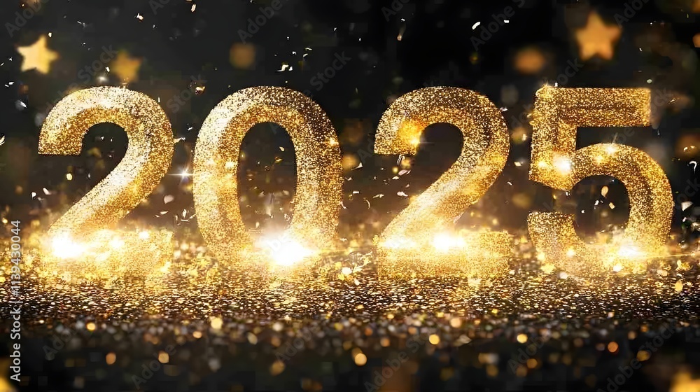 Glittering Gold Numbers Two Thousand Twenty Five Glittering Gold Numbers Two Thousand Twenty Five