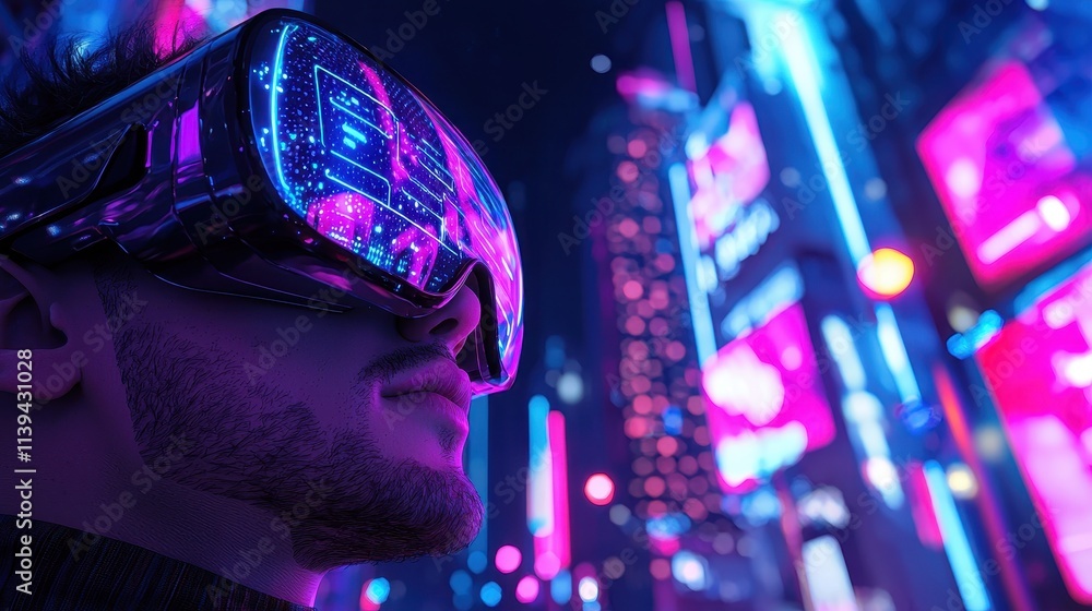Virtual reality experience urban cityscape digital art nighttime close-up futuristic technology insights Virtual reality experience urban cityscape digital art nighttime close-up futuristic technology insights