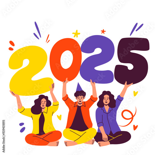 Illustration of an Celebrating New Year Character 2025