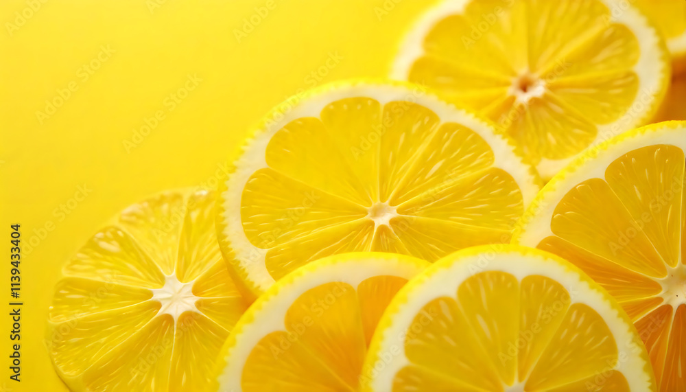 Close-Up Macro Photography of Vibrant Yellow Lemon Slices Close-Up Macro Photography of Vibrant Yellow Lemon Slices