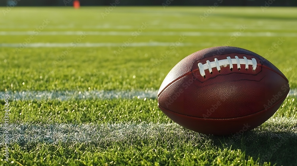 Closeup of American Football on Field Closeup of American Football on Field