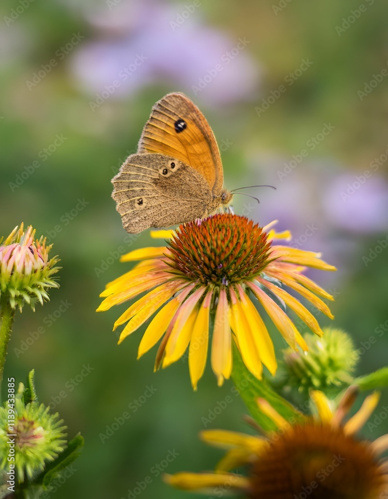 Meadow Butterfly on Yellow Echinacea Meadow Butterfly on Yellow Echinacea