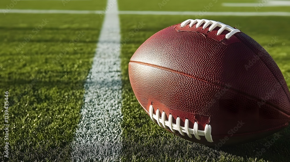 Obraz premium Closeup of American Football on Field