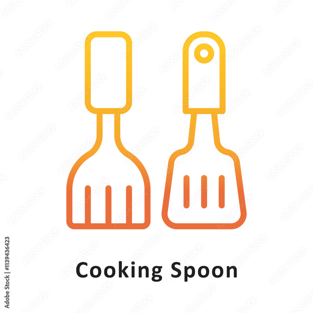 Fototapeta premium Cooking Spoon Vector Gradient Outline Icon. Eps 10 File